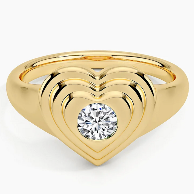 Diamond Sweetheart Signet Ring