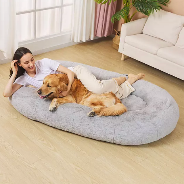 Fond + Found Large Cozy Plush Human Dog Bed