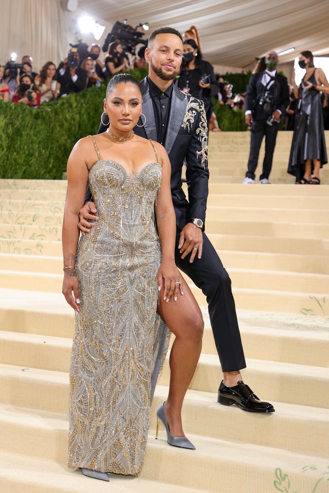 Ayesha Curry and Stephen Curry attend The 2021 Met Gala Celebrating In America: A Lexicon Of Fashion at Metropolitan Museum of Art on September 13, 2021 in New York City.