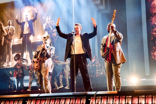 Justin Timberlake performs onstage during his The Forget Tomorrow World Tour at Rogers Arena on April 29, 2024 in Vancouver, British Columbia.