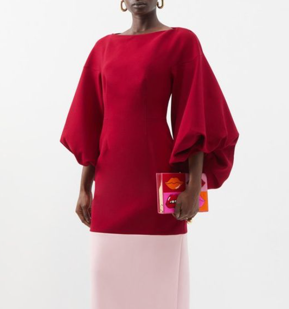 Roksanda Garance Cutout-Back Puffed-Sleeve Dress