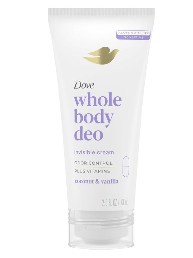 Dove Whole Body Deodorant, Aluminum-Free Invisible Cream - Coconut and Vanilla