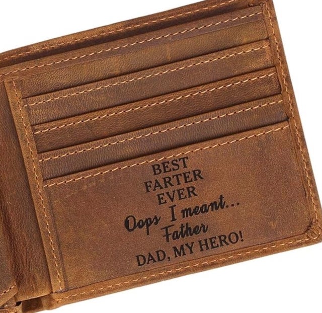 Fodiyaer Dad's Wallets - Customize Engraved Leather Men Wallet 
