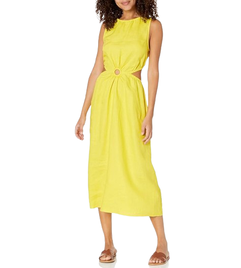 The Drop Women's Sade Linen Cutout Midi Dress