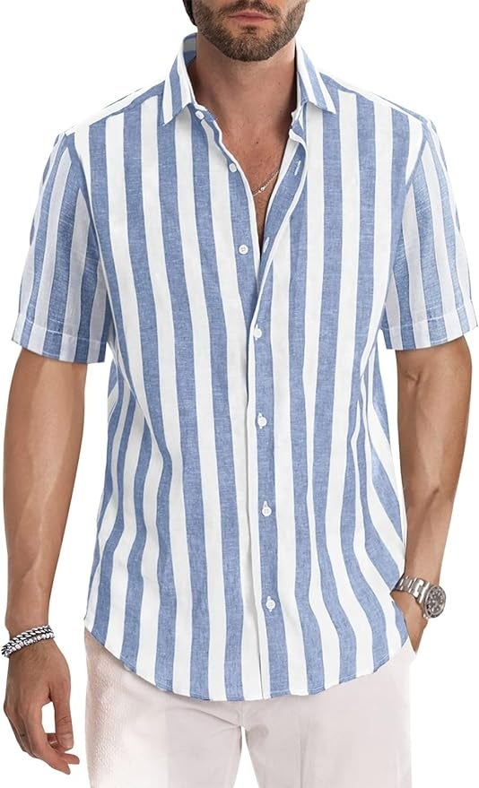 Jmierr Striped Cotton Beach Shirt