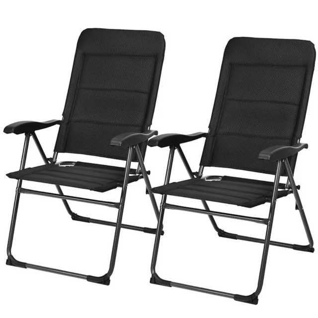 Arlmont & Co. Adjustable Ergonomic Backrest Foldable Reclining Chair (Set of 2)