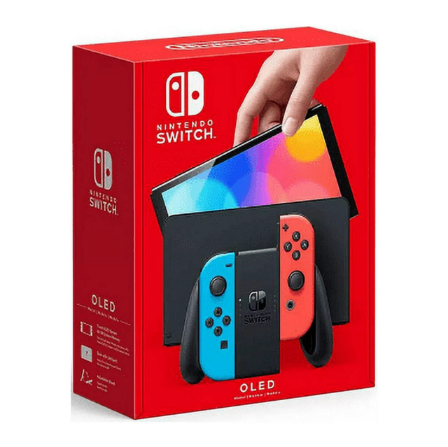 Nintendo Switch OLED with Neon Red & Neon Blue Joy-Con