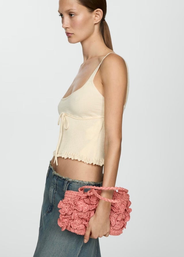 Mango Raffia-Effect Flower Bag