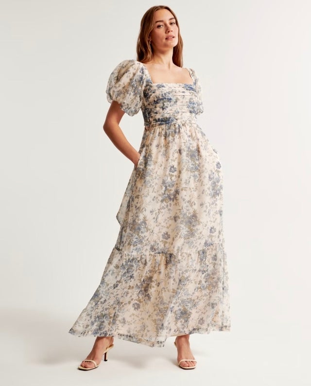 Abercrombie & Fitch The A&F Emerson Drama Bow-Back Maxi Dress