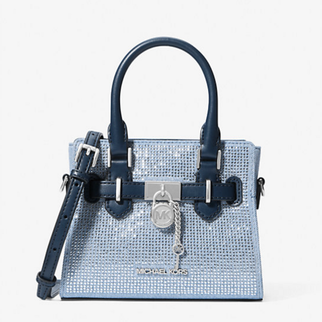 Hamilton Extra-Small Crystal Embellished Washed Denim Satchel