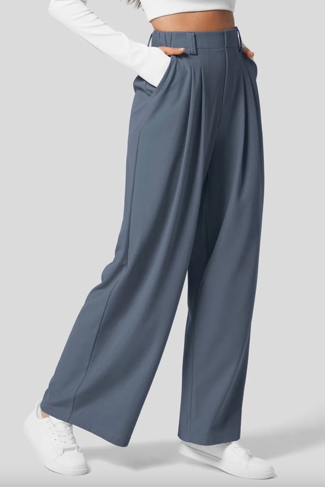 Halara High-Waisted Plicated Side Pocket Wide-Leg Pants