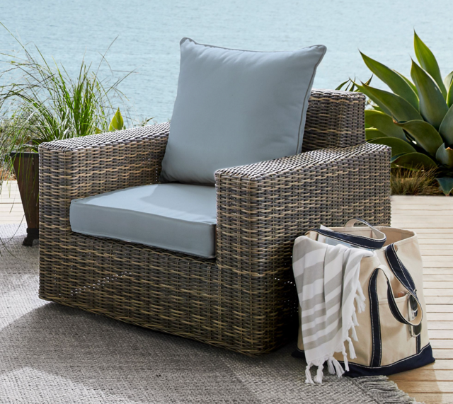 Torrey Wicker Square Arm Swivel Outdoor Lounge Chair