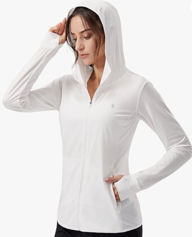 Soothfeel Women's UPF 50+ Sun Protection Hoodie Jacket Lightweight Long-Sleeve Sun Shirt for Women with Pockets
