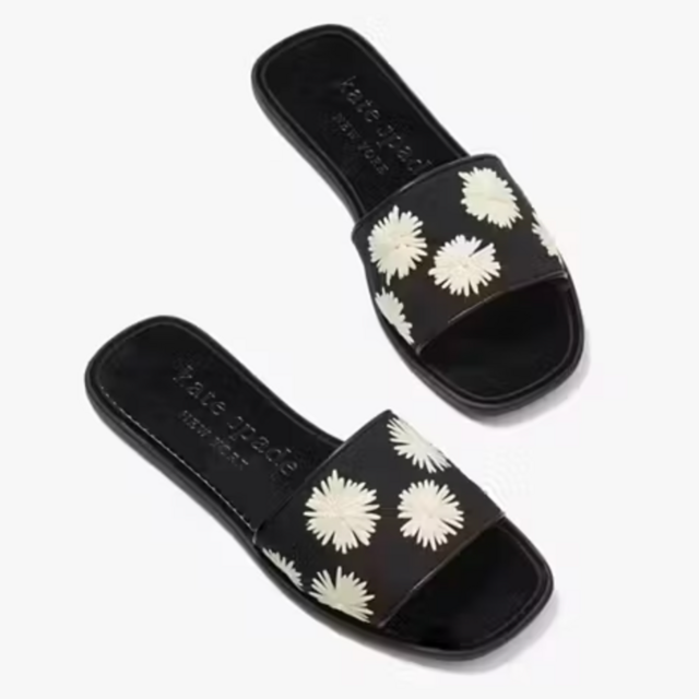 Lauren Pom Pom Floral Slide Sandals