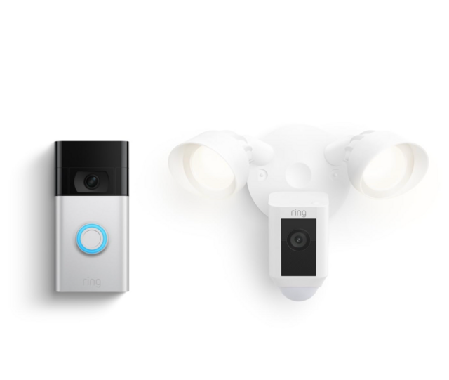 Ring Floodlight Cam Wired Plus with Ring Video Doorbell
