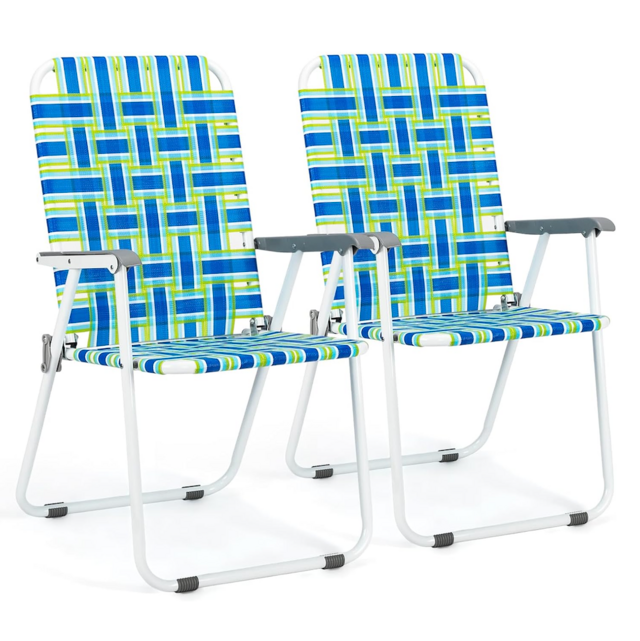 Vingli Patio Lawn Webbed Folding Chairs (Set of 2)
