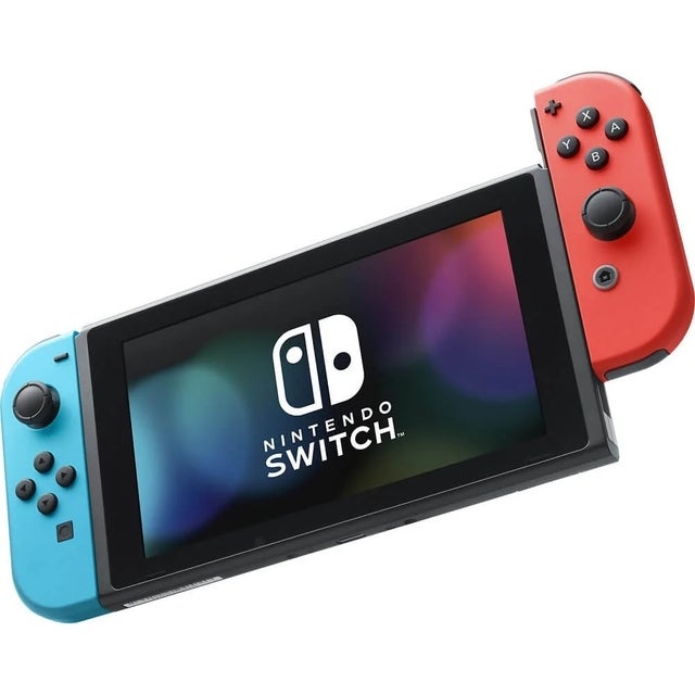 Nintendo Switch with Neon Blue and Neon Red Joy-Con