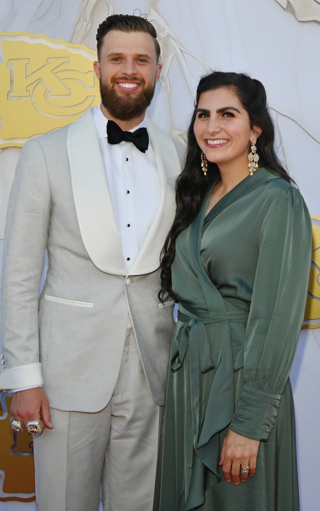 Harrison Butker and his wife Isabelle Butker arrive on the Red Carpet prior to the Kansas City Chiefs Super Bowl Ring Ceremony at Nelson-Atkins Museum of Art on June 13, 2024 in Kansas City, Missouri. 