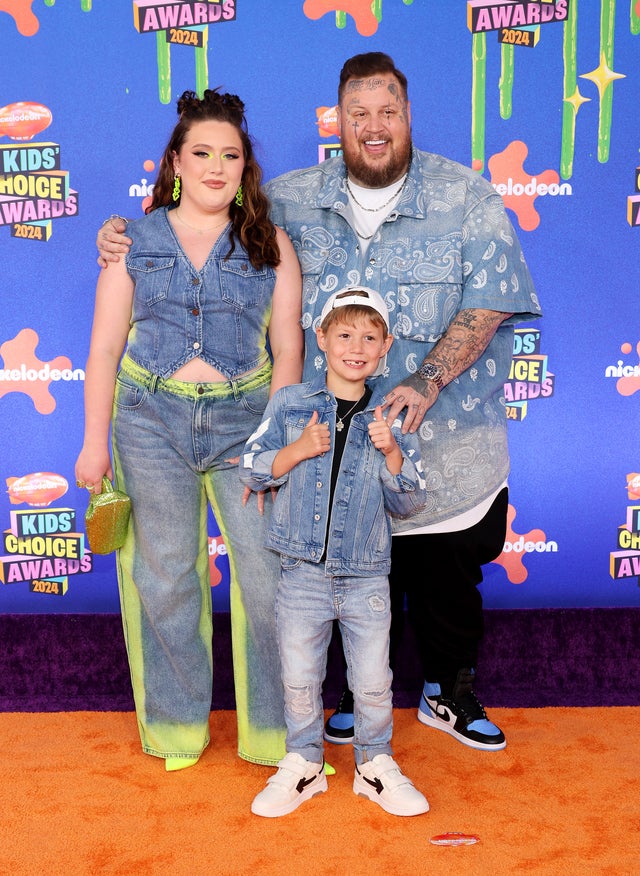 Bailee Ann, Jelly Roll and Noah Buddy DeFord attends 2024 Nickelodeon's Kids' Choice Awards at Barker Hangar on July 13, 2024 in Santa Monica, California