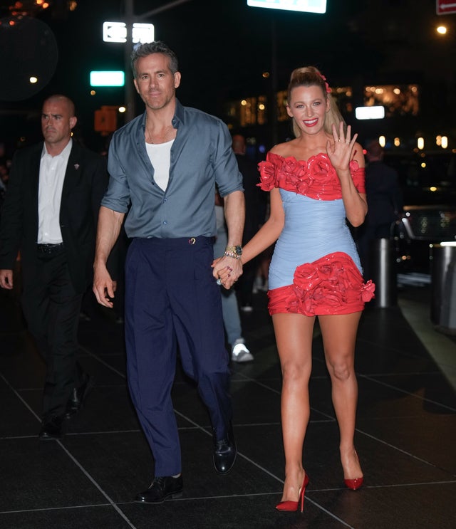 Ryan Reynolds and Blake Lively arrive at the afterparty for the World Premiere of 'Deadpool & Wolverine' on July 22, 2024 in New York City.