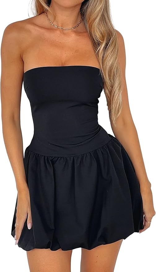 Meladyan Strapless Tube Bubble Dress