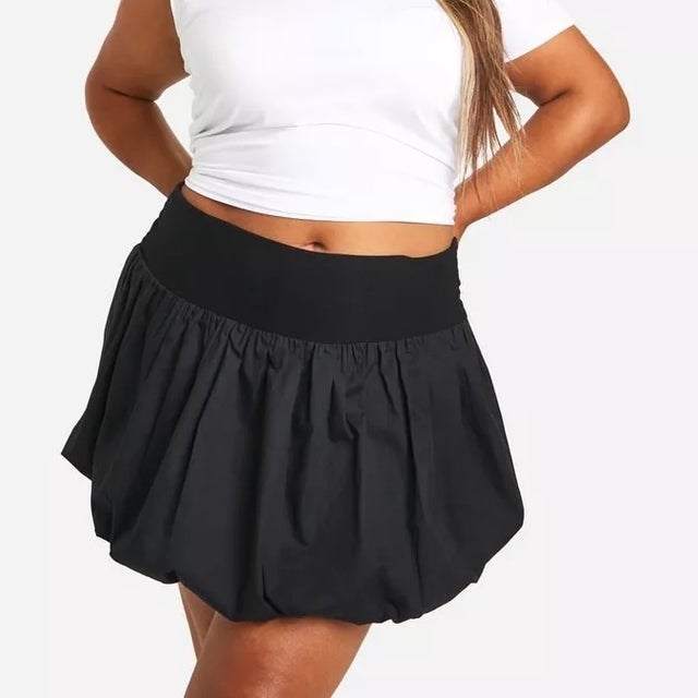 Boohoo Plus Cotton Puffball Mini Skirt