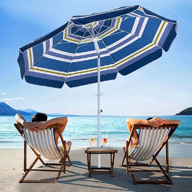 SERWALL 6.5FT Beach Umbrella with Removable Sand Anchor