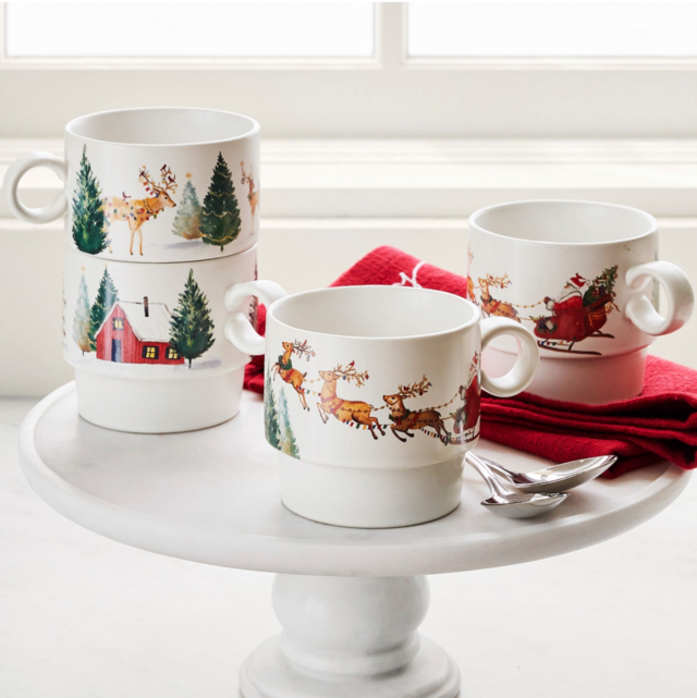 Christmas in the Country Stacking Mugs - Set of 4