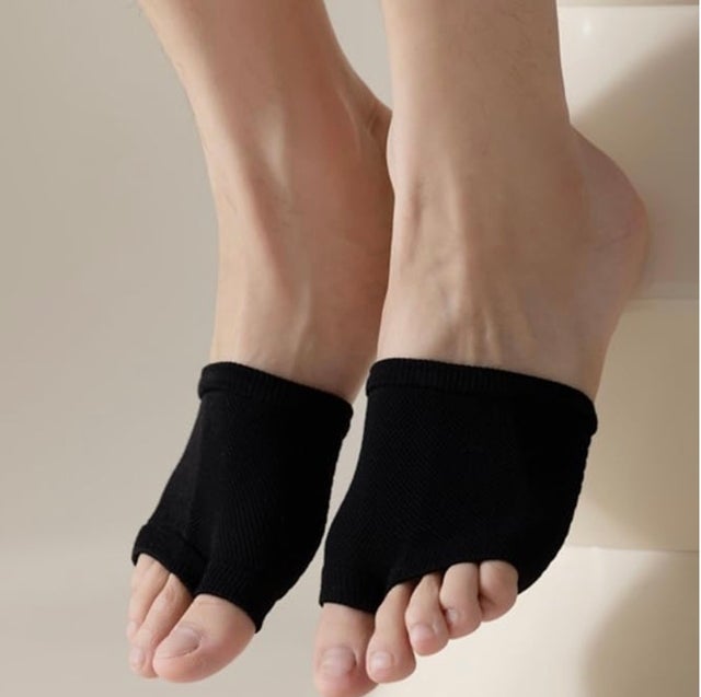 Dunkoing Women Open-Toe Half Socks, Cotton Peep-Toe Mule Sandal Sock 