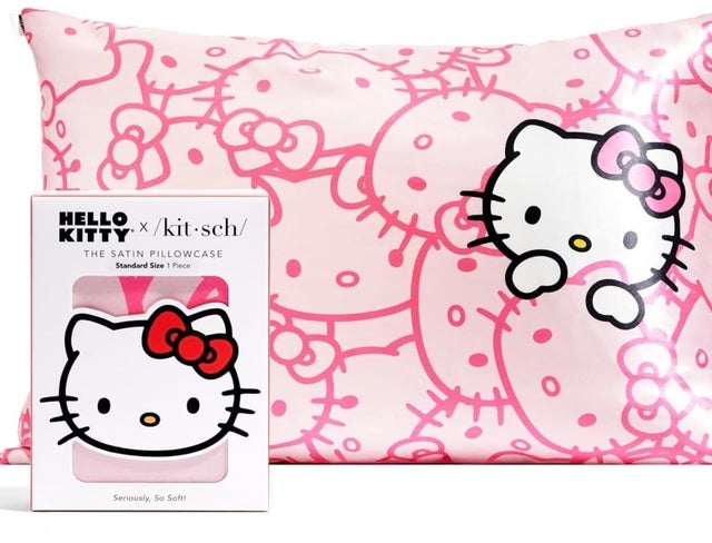 Kitsch Hello Kitty Satin Pillowcase with Zipper for Hair and Skin