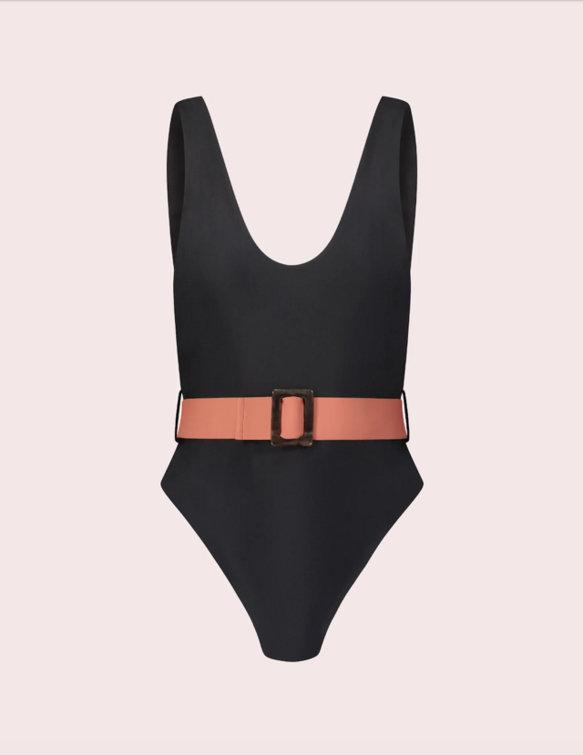 Argot Swim Brigitte Belted One Piece in Noir