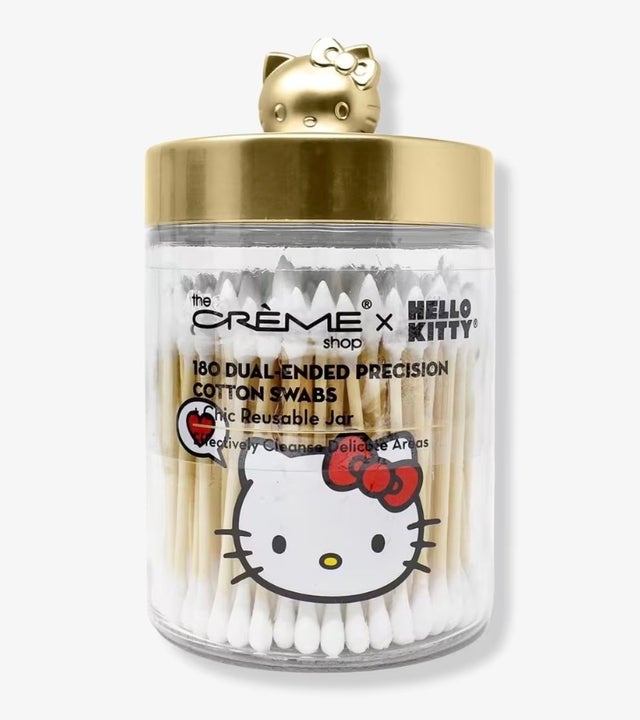 The Crème Shop Hello Kitty Chic Reusable Jar with Cotton Swabs 