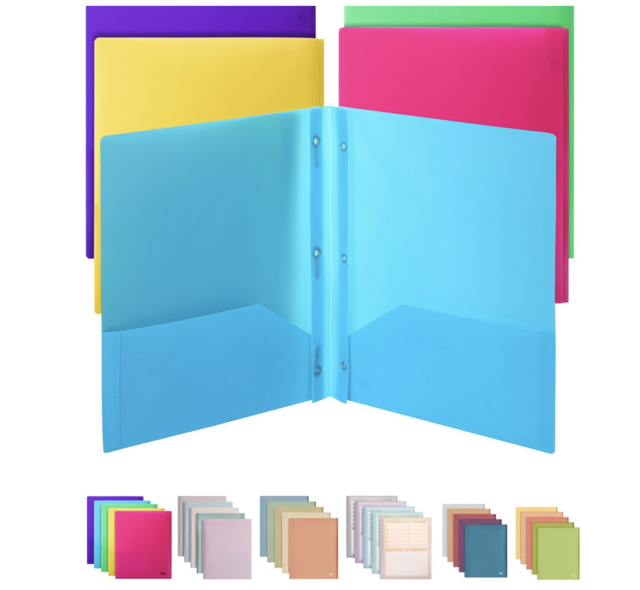 Mr. Pen Plastic Folders With Pockets and Prongs