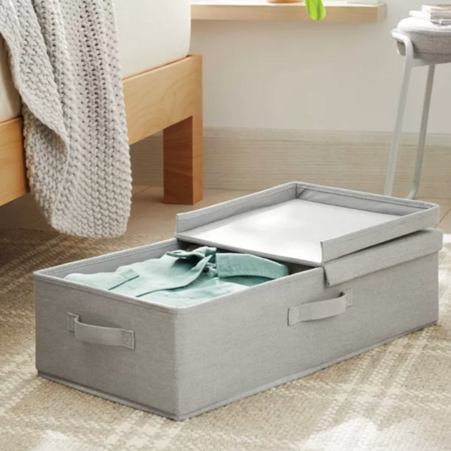 Brightroom Underbed Fabric Bin with Lid Light Gray