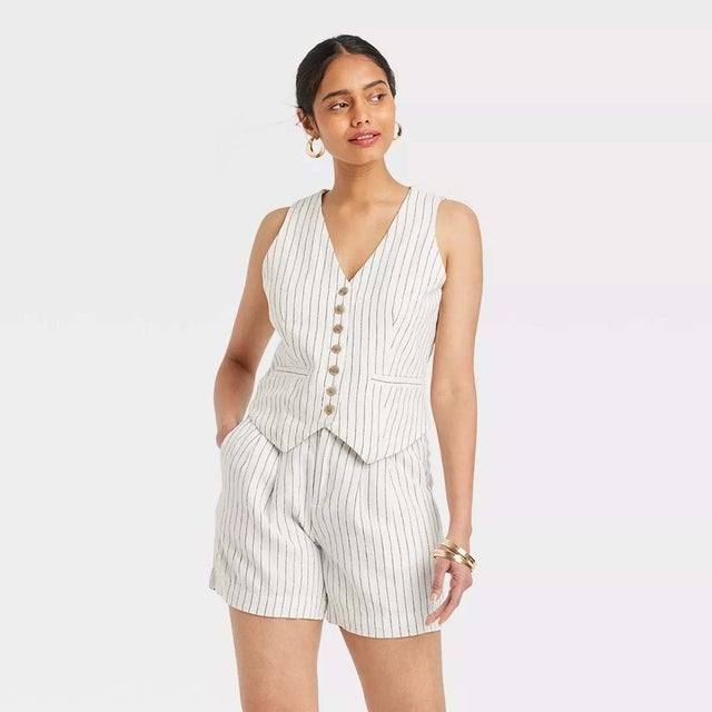 A New Day Tailored Suit Vest and High-Rise Pleated Front Shorts