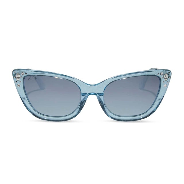 Cinderella Blue Crystal Glitter Blue Dust Gradient Polarized Sunglasses