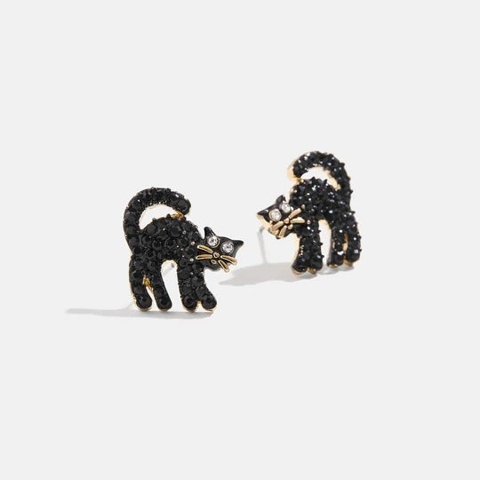 Halloween Delicate Stud Earrings in Black Cat