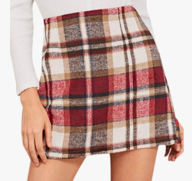 MakeMeChic Women's Plaid Skirt