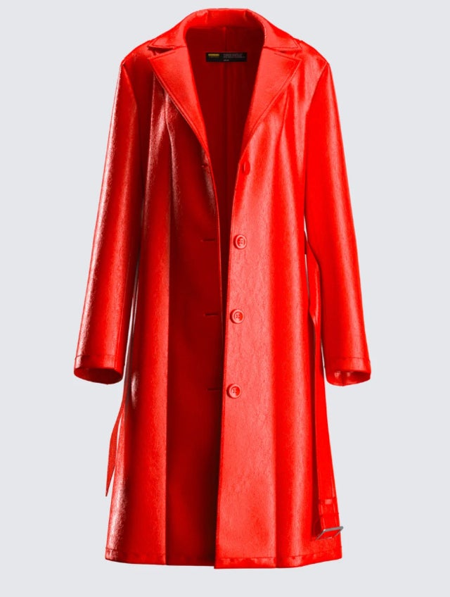 Nadja Red Vegan Leather Coat