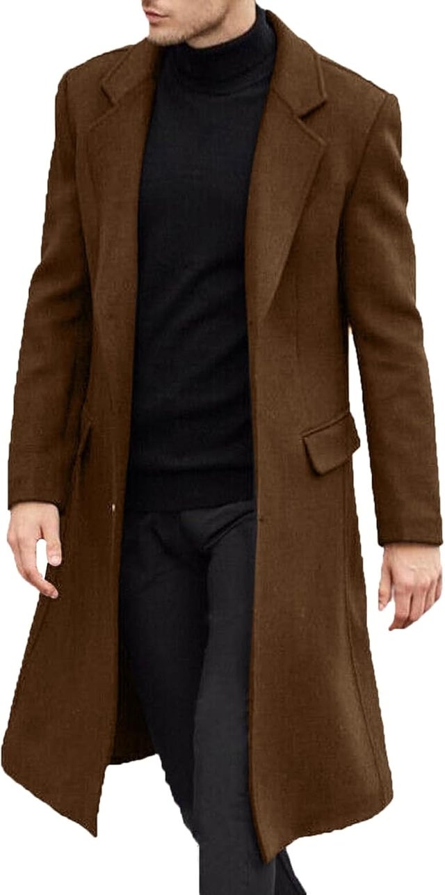 Somthron Men's Casual Trench Coat