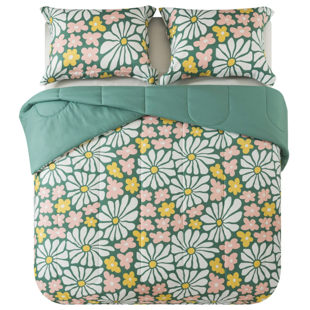 Mainstays Retro Floral 5-Piece Reversible Bed in a Bag