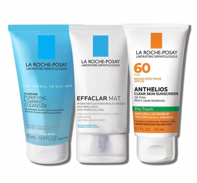 La Roche-Posay Skin Care Routine for Oily Skin Travel Set with Toleriane Double Repair Matte Face Moisturizer 