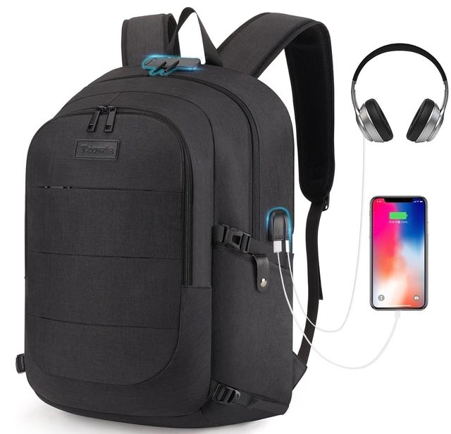 Tzowla Travel Laptop Backpack Water Resistant Anti-Theft Bag with USB Charging Port and Lock 