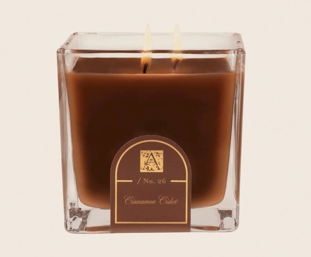 Aromatique Cinnamon Cider Medium Glass Cube Candle 