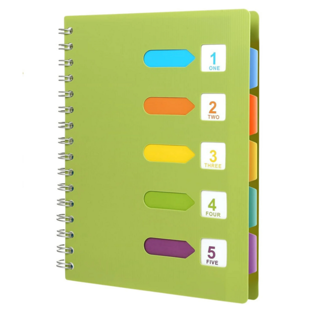 Aetomce 5 Subject Spiral Notebook with Divider Tabs