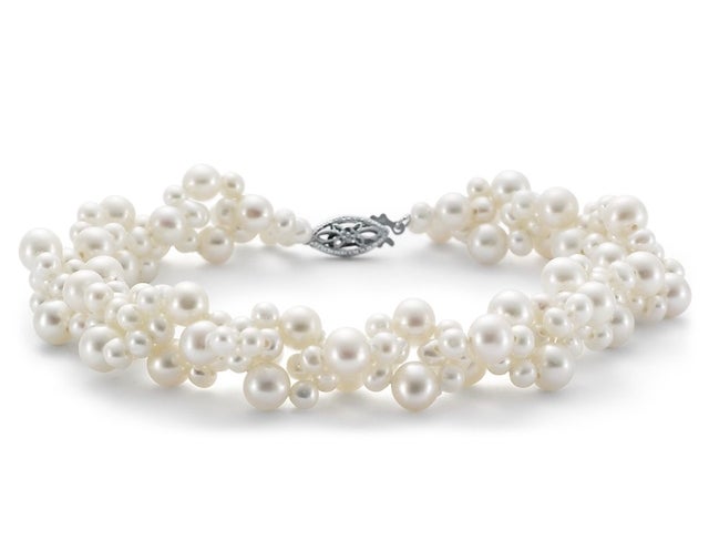 Freshwater Cultured Pearl Woven Bracelet in 14k White Gold