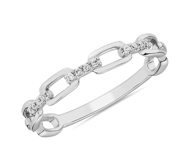 Diamond Link Fashion Ring in 14k White Gold