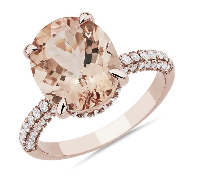 Oval Morganite Statement Ring in 14k Rose Gold