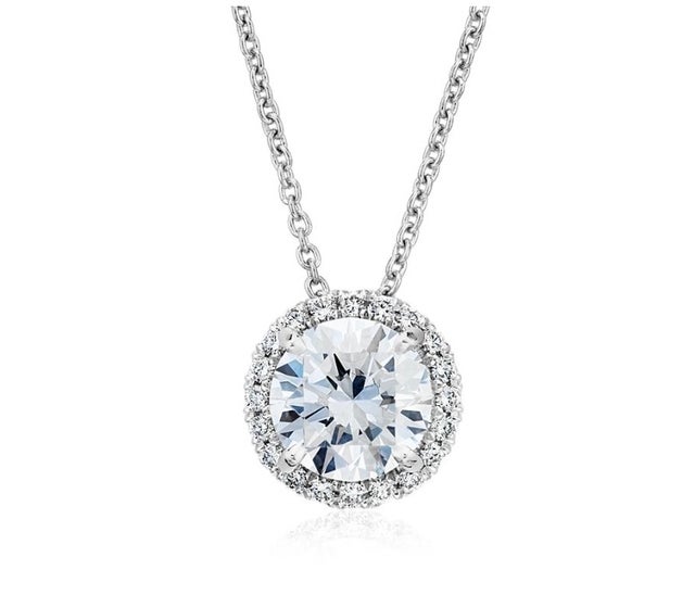 The Gallery Collection Diamond Halo Pavé Pendant Setting in Platinum