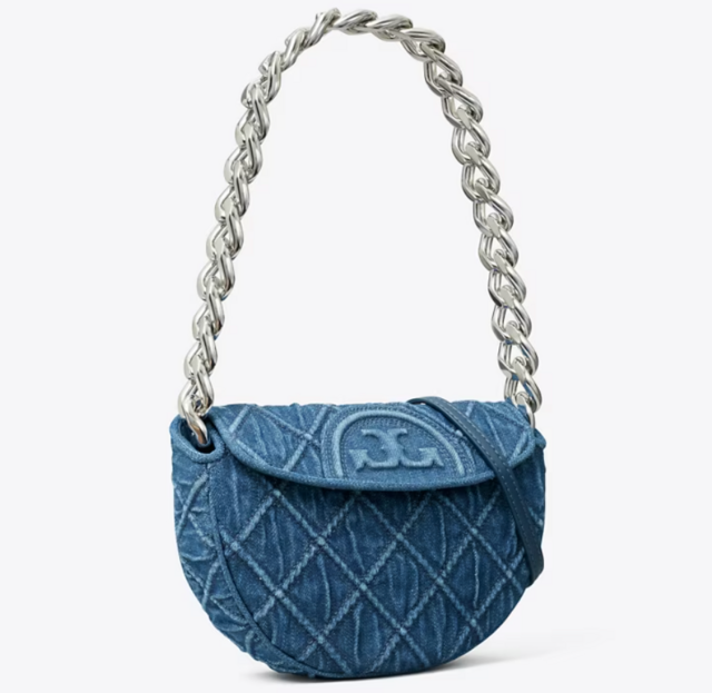 Mini Fleming Soft Denim Crescent Bag